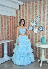 Blue Frill Lehenga SetKinjal Bhanushali (6)